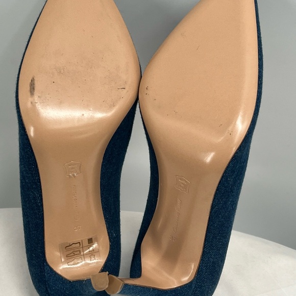 GIANVITO ROSSI Women's High Stiletto Heels Pointed Toe "85" Blue Denim Pumps ~37 - Picture 14 of 16